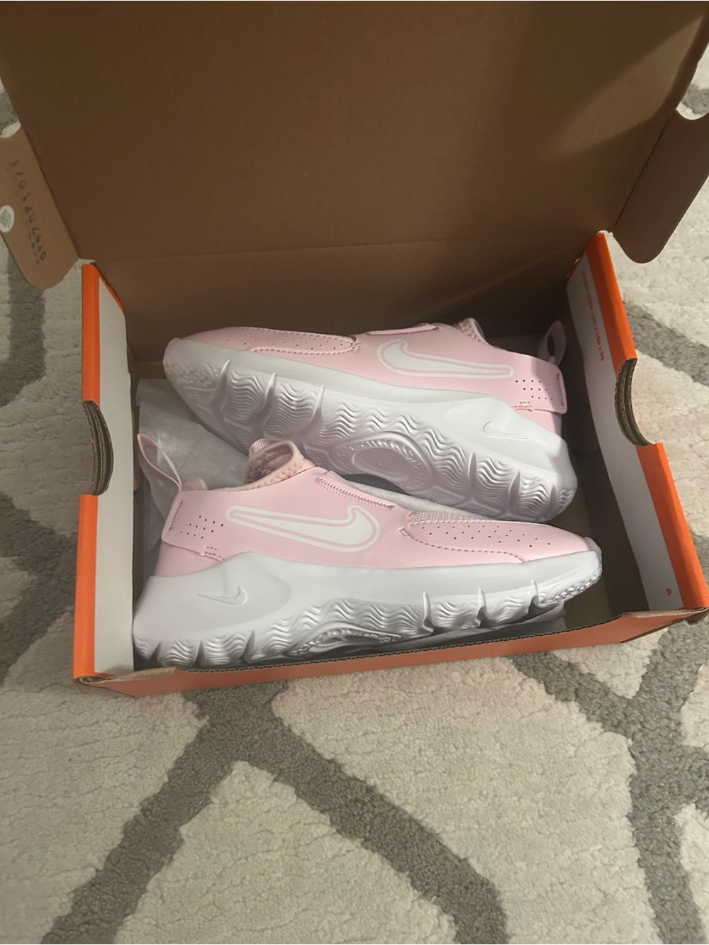 Nike Kids Pink and White Slip-On Sneakers size 13C